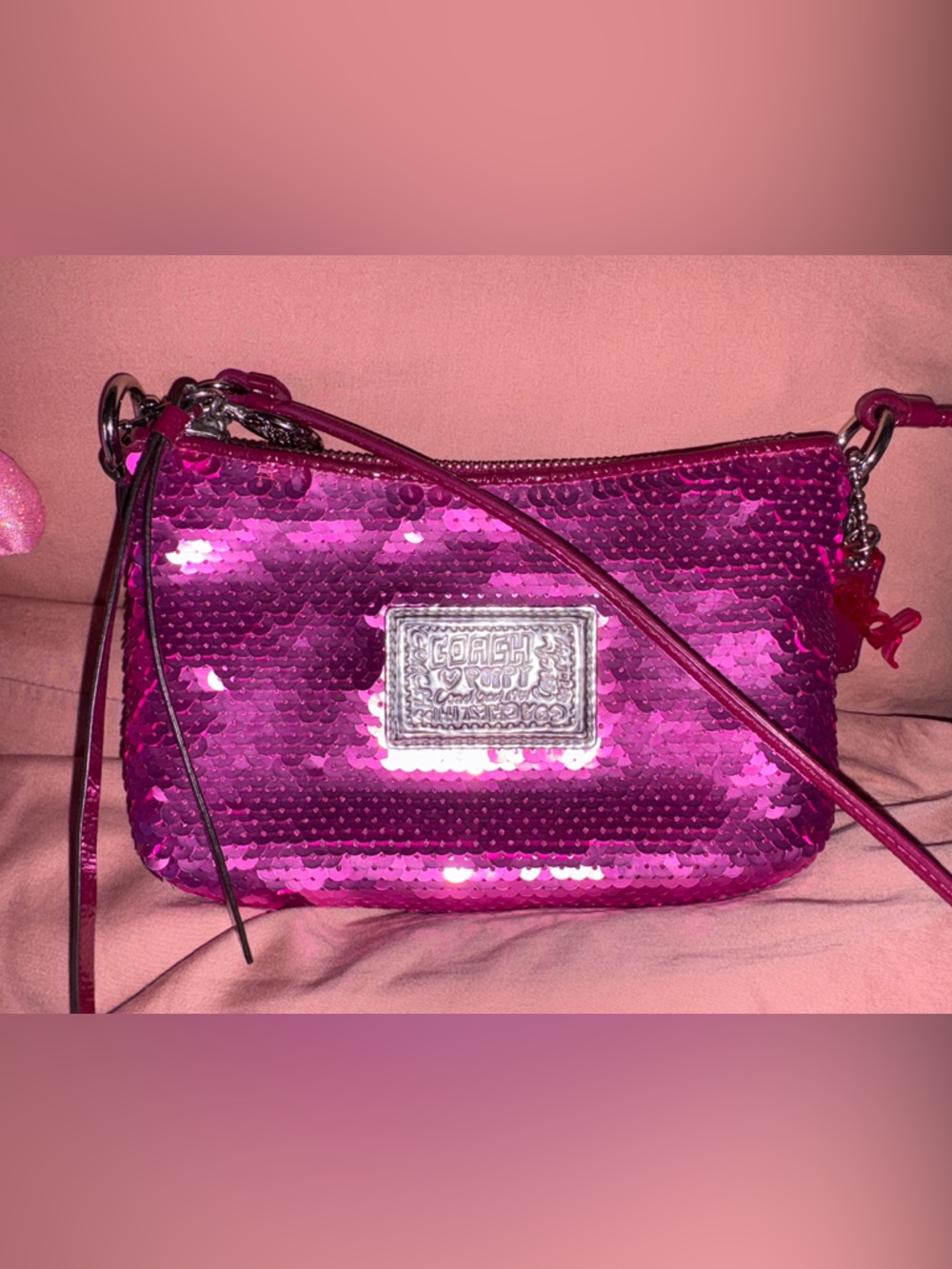 Coach Poppy Pink Sequin Crossbody